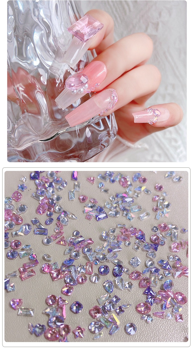 ice permeating mini pointed bottom micro zirconia horse eye mixed nail deco