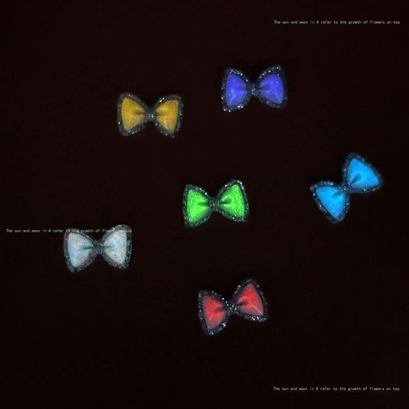 glow-in-the-dark bow tie flat bottom diamond DIY resin nail art Deco